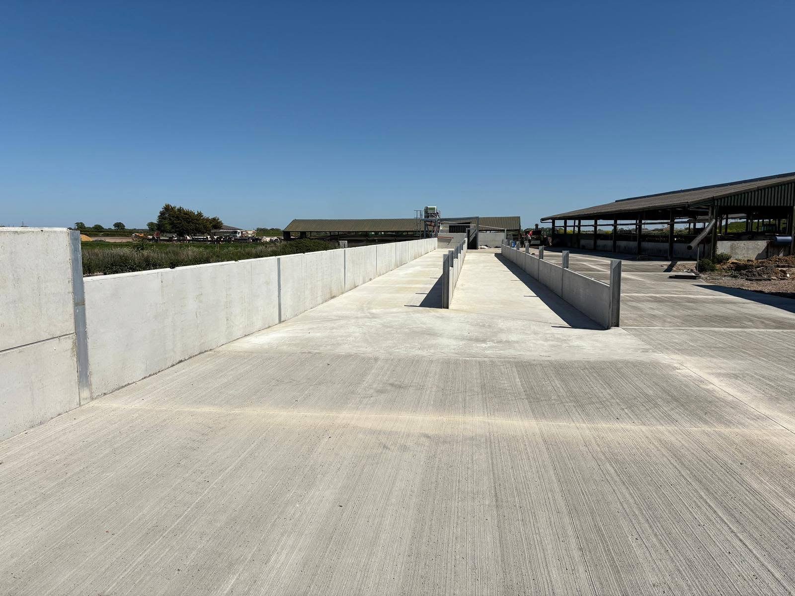 Completed agricultural concrete yard with dividing walls